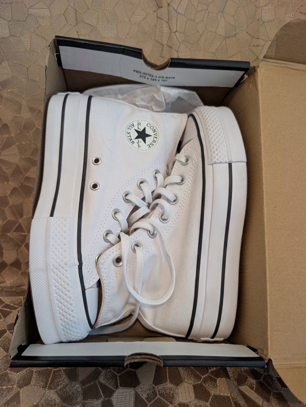 Converse Chuck Taylor All Star Lift Hi Sneakers in White & Brown US 5 NWT